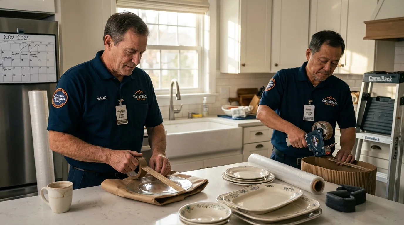 Professional crew packing kitchen dishware in Nazareth, PA
